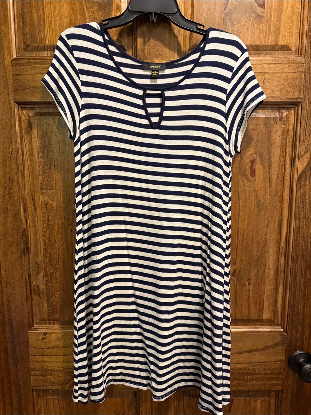 Espresso Navy and White Striped Short Sleeve Dress
